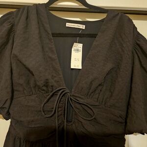 Black puff sleeve dress